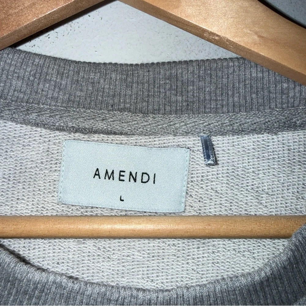 Amendi Adam Grey Melange‎ Cotton Crew Neck Sweatshirt Large